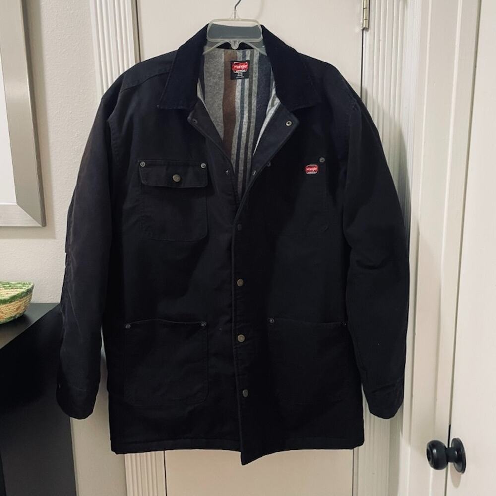 Wrangler Chore Jacket Mens XL Black Blanket Lined Canvas Utility Barn Workwear - Picture 4 of 10